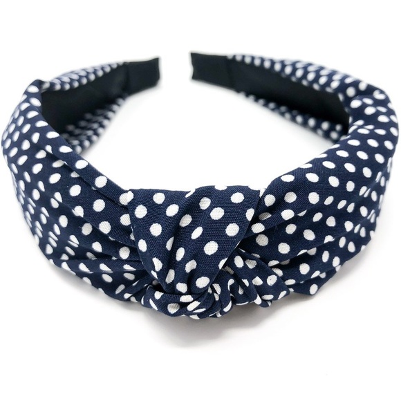 Blue & White Polka Dot Knotted Headband | Hairband - Picture 2 of 3